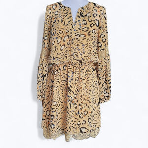 WHBM Leopard Print Chiffon Lace Dress Size 4